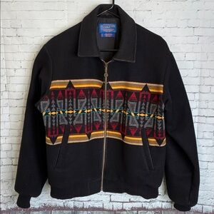 PENDLETON High Grade Western Wear Abstract Aztec Wool Sz M Jacket Vintage Rodeo